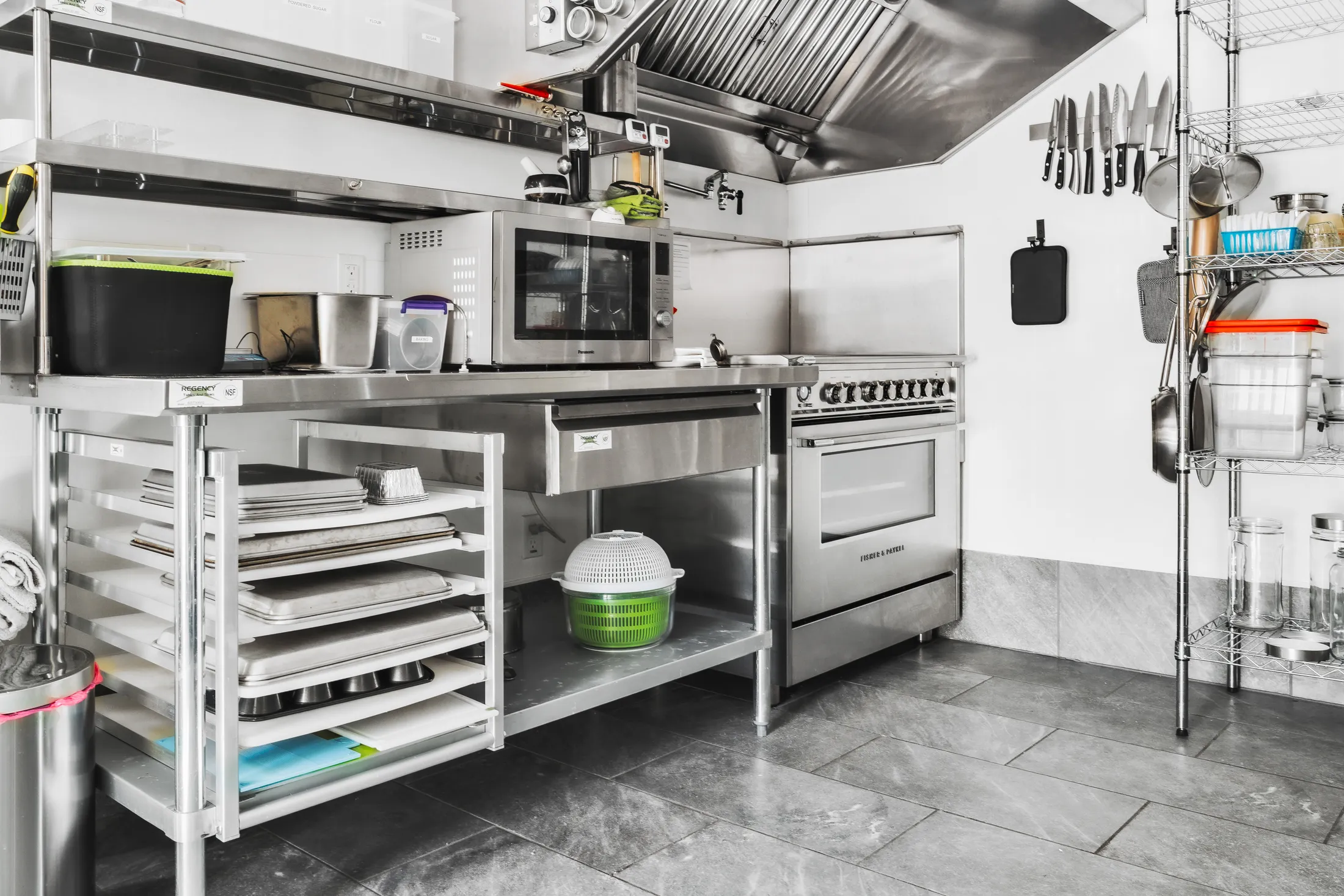 Professional cooking equipment in Dragonwood's commercial catering kitchen