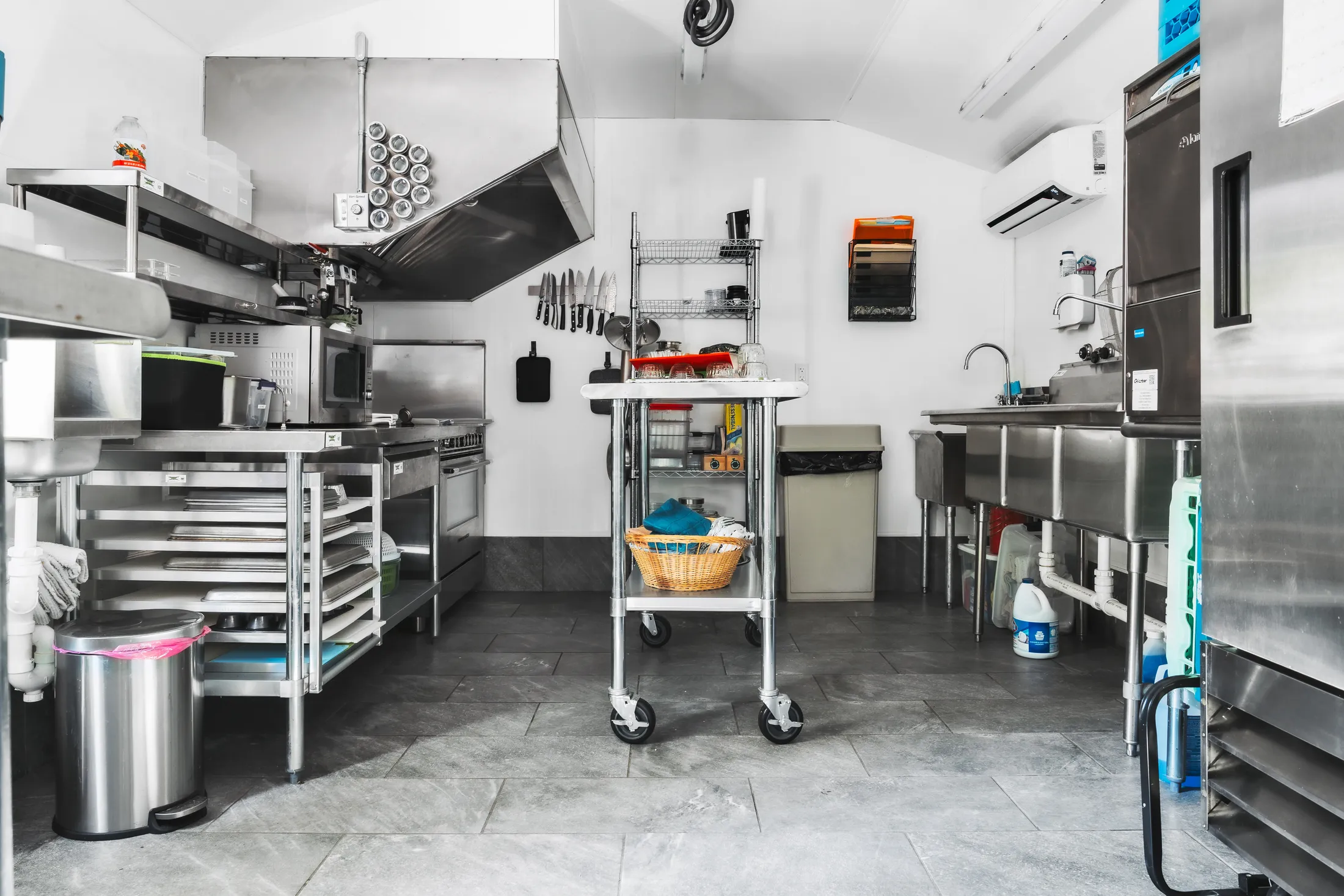 Wide view of Dragonwood's licensed commercial catering kitchen