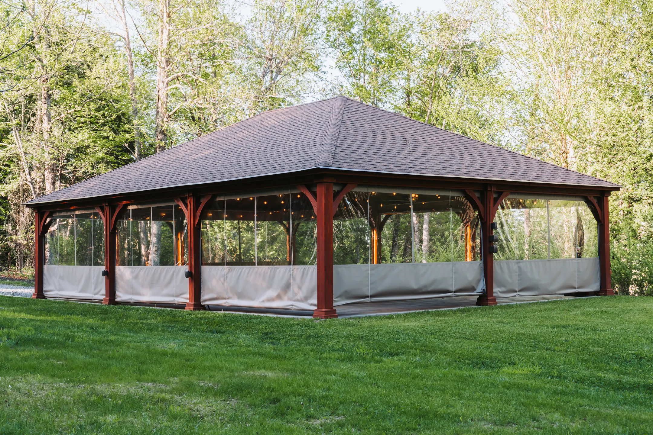 Side view of the covered Thunder Hall pavilion